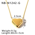 Detail view showing 18K gold heart pendant dimensions 2.5cm and snake chain length specifications - 18K Gold / Gold (NB-N1242-G)