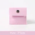 Pink velvet jewelry pouch with silver metal snap button closure in 7x7cm size - Small (7x7cm) / Deep Pink
