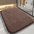 Plush brown absorbent bathroom rug with non-slip backing for shower and entryway - 50*80cm / Brown