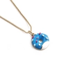 Minimalistische vergoldete Halskette mit blauem Donut-Anhänger und bunten Streuseln - Blau