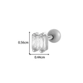 Silver geometric copper earring with two rectangular cubic zirconia stones and screw back - Double Square Zircon (0180-6# Silver)