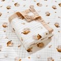 Infant cotton gauze swaddle blanket with moon and star print and brown stitched edges - 6-Layer 110*110cm / Wide Edge-Sweet Dreams