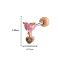 Pink heart stainless steel screw back earring with rose gold finish and dimensions - 6# Rose Gold (Pink & Blue Hearts)