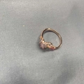 Rose gold zircon ring featuring pink heart stone and colorful accents on grey fabric - 85# Ring-Gold Heart Flower