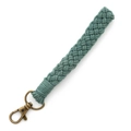 Bohemian braided wrist lanyard in teal cotton with brass metal clasp fastener - Standard Type / Cyan Blue