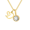 Collier doré en acier inoxydable avec pendentif lettre D cursive et zircon blanc brillant - Lettre D / Or
