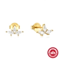 Exquisite 925 sterling silver gold plated kite shaped diamond stud earrings for women - Gold-White Zirconia
