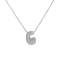 Silver balloon letter C pendant necklace with sparkling cubic zirconia on white background - Letter C / Silver