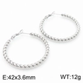 Orecchini a cerchio ritorti in acciaio inox argento, diametro 42mm e peso 12g eleganti - 42x3.6mm / Argento (KE112437-KFC)
