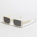 Creamy beige square frame sunglasses with dark lenses in a vintage Y2K retro style - Off White