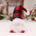 Gnomo natalizio di peluche con cappello a quadri rossi e decorazione di pigna - Babbo Natale con Cappello a Quadri Rossi e Neri (con luce)