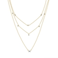 Collana boho a tre strati in oro con pietra principale rettangolare e cristalli bianchi - Pietra principale rettangolare a 3 strati / Oro