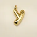 Polished golden letter Y 3D alphabet pendant with minimalist smooth finish metal surface - Letter Y