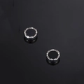 Punk silver stud earring for men with blue matte inlay and diamond-cut textured edges - 8mm Black Magnetic Pair / Black