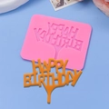 Pink silicone Happy Birthday letter mold for cake decorating and fondant baking - Pink