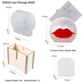 Lip-shaped silicone storage box mold set with wooden support and finished craft result - Mold With Wood Stand and EPE Cotton