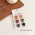 Set of 6 Morandi flower mini hair claws in various colors on 1.8cm fashion display card - Mini Hair Clip Set (013#) / Set of 6