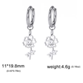 Silver flower pendant earrings in 304 stainless steel, 11x19.8mm minimalist floral hoops - Steel Color Cosmos