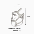 Irregular hollow geometric open ring in silver stainless steel with size dimensions - Silver