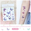 Glitter gradient butterfly temporary tattoo sticker with stars and crescent moon model FG-094 - FG-094 (Gradient Butterflies)