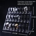 3-tier clear acrylic watch display stand for shop counters, measures 41x31x21cm - Combination 24-Slot