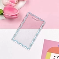 Transparent hard card holder with a blue wavy border for student ID and photos - No Accessories / Light Blue