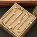 Collares de estrella en acero dorado con colgantes de malaquita y piedras azules - Forma de Estrella (1#Estrella)