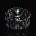 Macro shot of multi-row black rhinestone stretch bracelet with gunmetal plating - 8 Row Gunmetal Black Rhinestone Bracelet