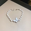 Elegant silver butterfly charm bracelet with white pearls and sparkling zircon stones - 108 Butterfly Crystal Rhinestone Pearl Bracelet