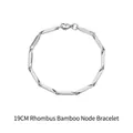 Silver geometric rhombus bamboo link chain bracelet in polished stainless steel 19CM - Width 3MM Length 19cm (Bracelet)