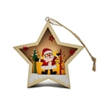Linterna de Navidad de madera en forma de estrella con LED, Papá Noel y árbol - Santa Claus