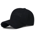 Berretto da baseball vintage nero in cotone con ricamo SOFTBALL e visiera effetto usurato - Regolabile / Nero con ricamo nero