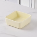 Minimalist beige square ceramic snack dish for sauces on a marble surface - Off White