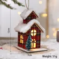 Luminous Christmas wooden house ornament with red plaid pattern and warm LED lights - American Red Yellow Blue Plaid