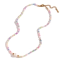 Colorful beaded necklace with freshwater baroque pearl and golden stainless steel beads - Colorful