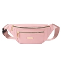 Light pink PU sports fanny pack with golden zippers and adjustable nylon strap - Pink