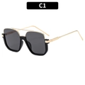 Lunettes de soleil demi-cerclées à double pont en noir et or avec verres gris - Monture Noir Or Verre Gris