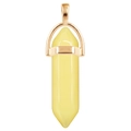 Hexagonal yellow crystal pillar pendant with gold-plated metal cap on white background - Topaz / Gold Cap Hexagonal Pendant