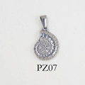 Vintage silver ammonite fossil pendant with spiral texture in stainless steel - PZ07-Conch / Steel