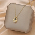 Golden angel pendant necklace with white zircons and black projection stone detail - 37#xl1452-25 Projector Angel