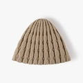 Thick knit bucket hat in khaki brown with stylish ribbed texture and warm yarn finish - Khaki