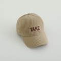 Detail of corduroy baseball cap with high-quality TAKE embroidery and soft ribbed texture - 50-52cm (2-5 Years) / TAKE - Khaki