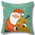 Christmas LED pillow cover with Santa and reindeer pattern on green background - 21B-7 Santa Claus and Reindeer