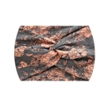 Dark grey floral print wide headband with twist design for yoga and fitness sports - 9-Grey Pink Large Floral