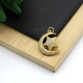 18K gold plated moon and star pendant with sparkling cubic zirconia for DIY jewelry - Moon Star Zirconia Ring Style