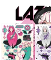 Goo Card sticker set with trendy anime devil couple characters in pink green and gray - Y2K Space-time (Glitter Film)