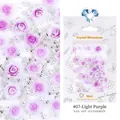 Light purple resin rose flower nail art set with mixed pearls and silver beads - #07 Light Purple Rose Mixed
