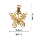 Vue détaillée du pendentif papillon plaqué or 18k avec dimensions et poids précis - Style Forme Papillon Doré (DZ-009)
