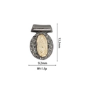 18k gold plated oval religious pendant with Virgin Mary relief and hammered texture - DZ-1169-Black Base Gold Mary D
