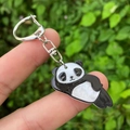 Cute cartoon panda acrylic keychain with silver metal ring and side-lying charm - Style 5